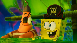 Patrick Star (Bill Fagerbakke) and SpongeBob SquarePants (Tom Kenny) in The SpongeBob Movie: Search For SquarePants from Paramount Animation and Nickelodeon. 